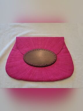 Magenta MAD IMPORTS Textured Clutch with Wooden Accent